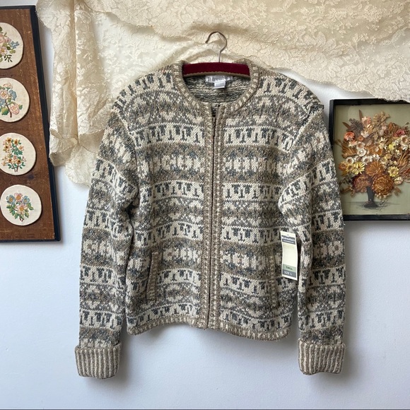 Vintage Sweaters - Vtg Wool Zip Up Cardigan